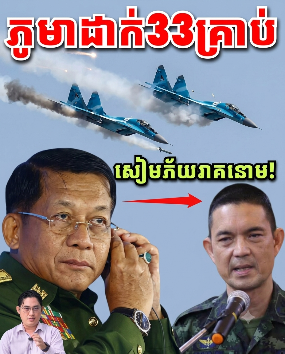 សៀមភ័យរាគនោម! ភូមាបញ្ចេញបក្សីស្លាបដែកទម្លាក់គ្រាប់បែក៣៣គ្រាប់រង្គើព្រំដែនចោរ