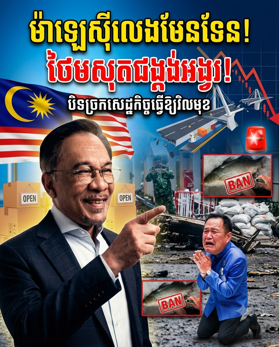 ម៉ាឡេស៊ីលេងមែនទែនហើយ! បិទច្រកសេដ្ឋកិច្ចធ្វើឱ្យថៃវិលមុខ គ្មានជម្រើសក្រៅពីបន្ទន់ជង្គង់ចុះចាញ់!