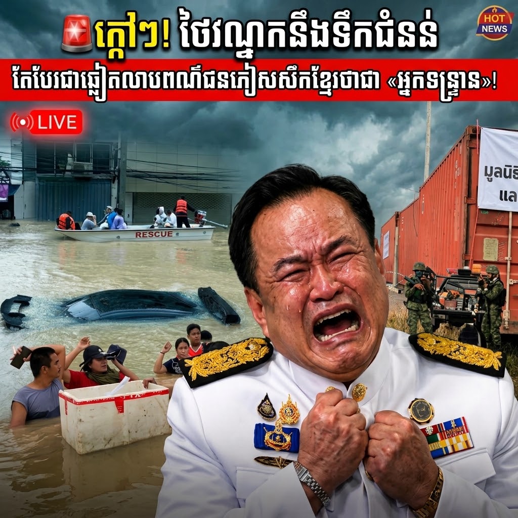 🚨​ក្តៅៗ! ថៃវណ្ឌកនឹងទឹកជំនន់ តែបែរជាឆ្លៀតលាបពណ៌ជនភៀសសឹកខ្មែរថាជា «អ្នកទន្ទ្រាន»!