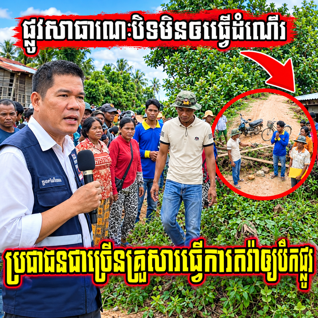ពលរដ្ឋជាច្រើនគ្រួសារជួបជុំគ្នាតវ៉ា ស្នើសុំអាជ្ញាធរអន្តរាគមន៍បើកផ្លូវសាធារណៈដែលត្រូវគេបិទ